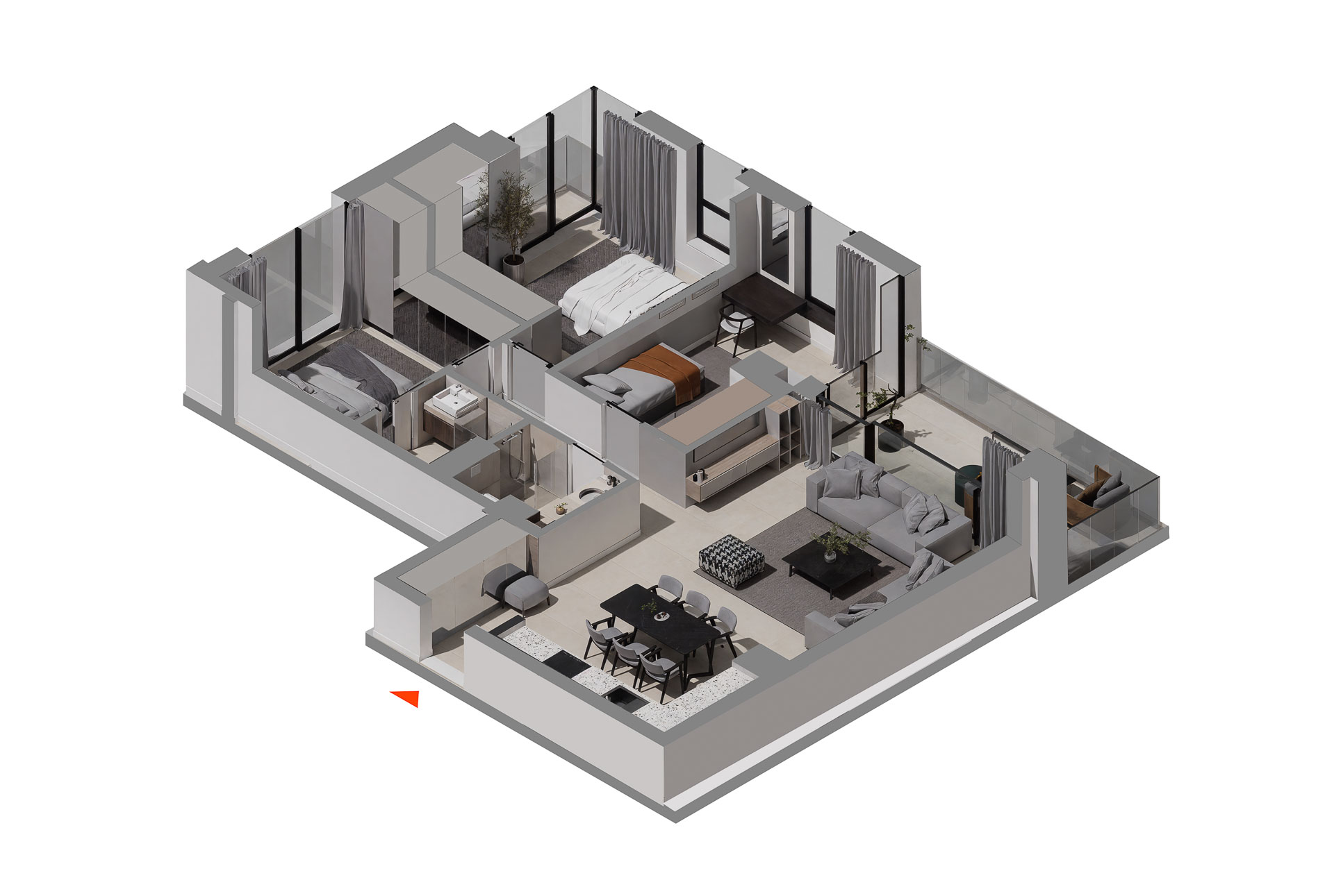 Stan 5 - 89.43 m² • Troiposoban - VIP Home Požarevac novogradnja stanovi sa garažom